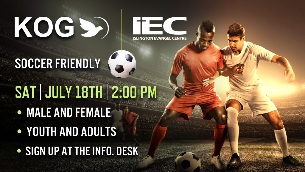 IEC / KOG Soccer Friendly – Saturday, July 18 – 2 PM